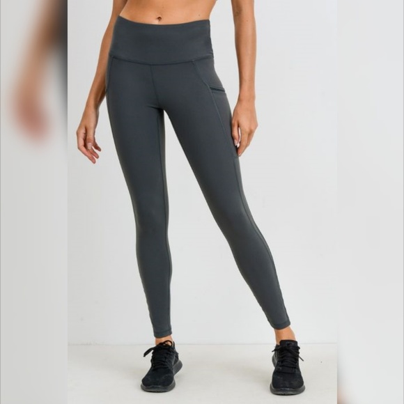 Highwaist Side-Mesh & Slit Full Leggings - Kale - Picture 5 of 6